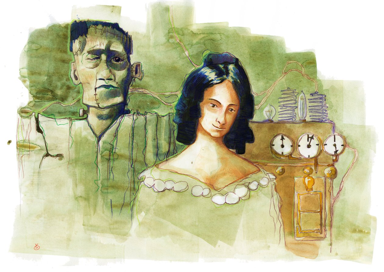 صورة للكاتب الإنجليزي ماري شيلي (1797-1851) مؤلف كتاب "فرانكشتاين أو بروميث الحديث" (صورة للروائية البريطانية ماري شيلي) بواسطة أليساندرو لوناتي