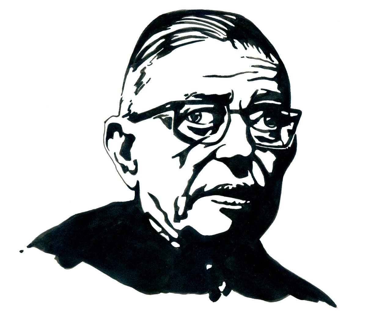 صورة للكاتب والفيلسوف والكاتب المسرحي الفرنسي جان بول (جان بول) سارتر رسم بواسطة أليساندرو لوناتي