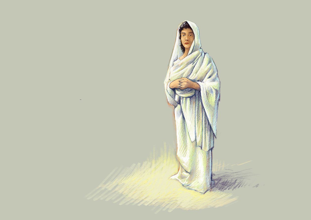 الآثار الرومانية: تمثيل السيدة الرومانية - رسم أليساندرو لوناتي بواسطة أليساندرو لوناتي