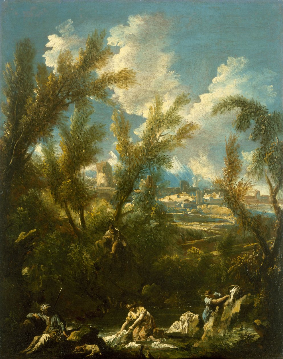 منظر طبيعي مع غسالة ، ج .1715 بواسطة اليساندرو ماجناسكو