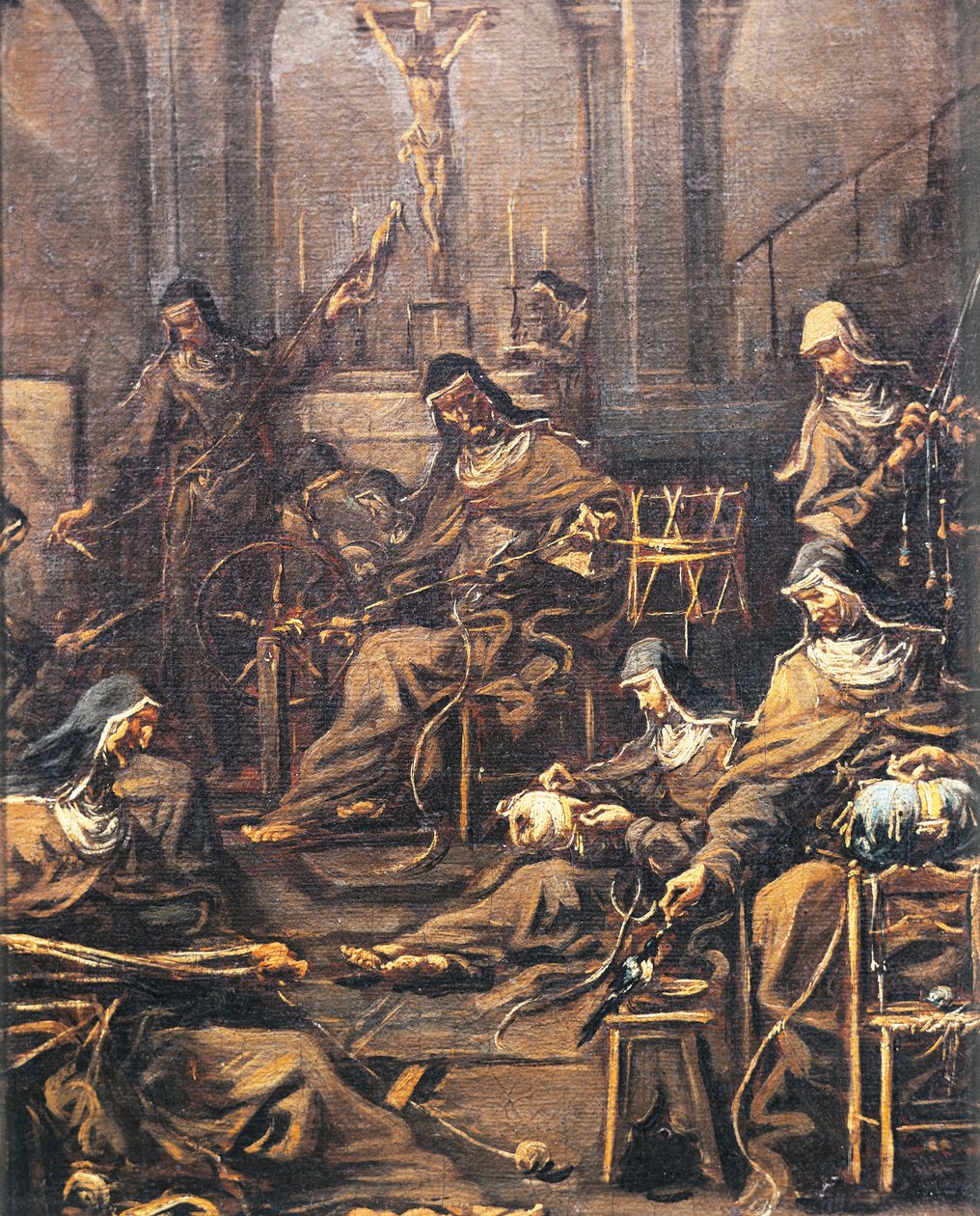 Nuns spinning and embroidering, by Alessandro Magnasco, known as Lissandrino (1667-1749) بواسطة اليساندرو ماجناسكو