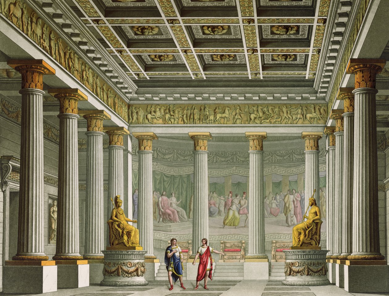 قاعة الجمهور في قصر إيجيثيوس ، تصميم الباليه "Orestes" في مسرح La Scala ، ميلان ، 1826 بواسطة اليساندرو سانكوريكو