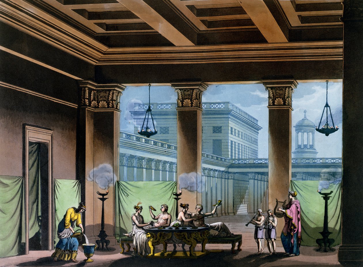 The Triclinium ، من "Le Costume Ancien et Moderne" بقلم جول فيراريو ، c.1820 بواسطة اليساندرو سانكوريكو