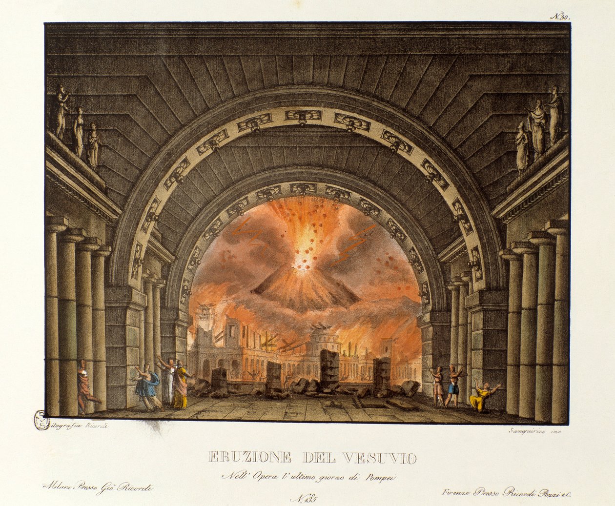 The eruption of the Vesuve Scenography for the representation of the “opera “L