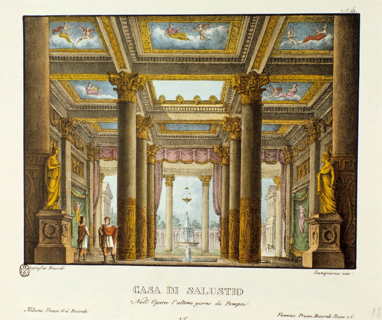 View of the House of Salustio (Saluste) Scenography for the representation of Giovanni Pacini