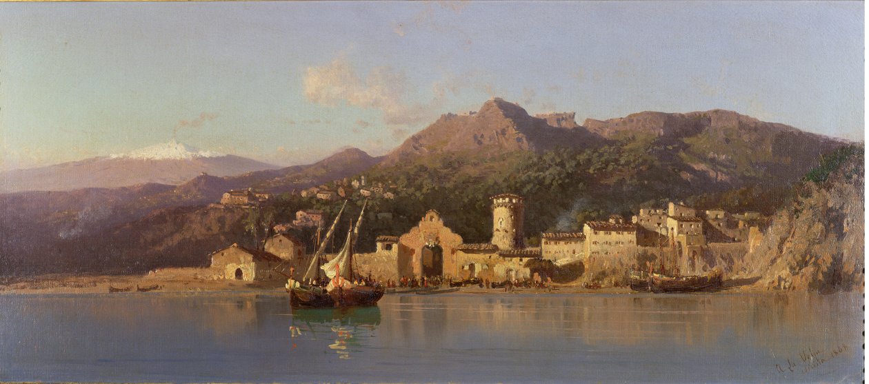 منظر تاورمينا ، صقلية ، مع جبل إتنا في الخلفية ، 1868 بواسطة أليساندرو لا فولبي