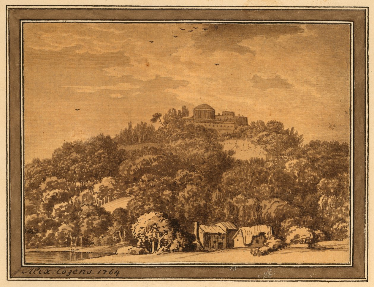منظر طبيعي مع معبد ، 1764 (يغسل على ورق) بواسطة ألكسندر كوزينز