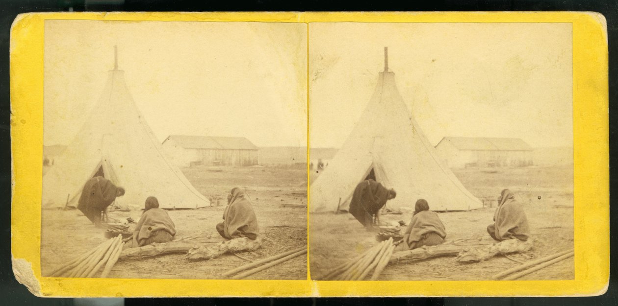 طهي السكواش أمام خيمة الذيل المرقط ، 1868 (طبعة زلال) بواسطة الكسندر جاردنر