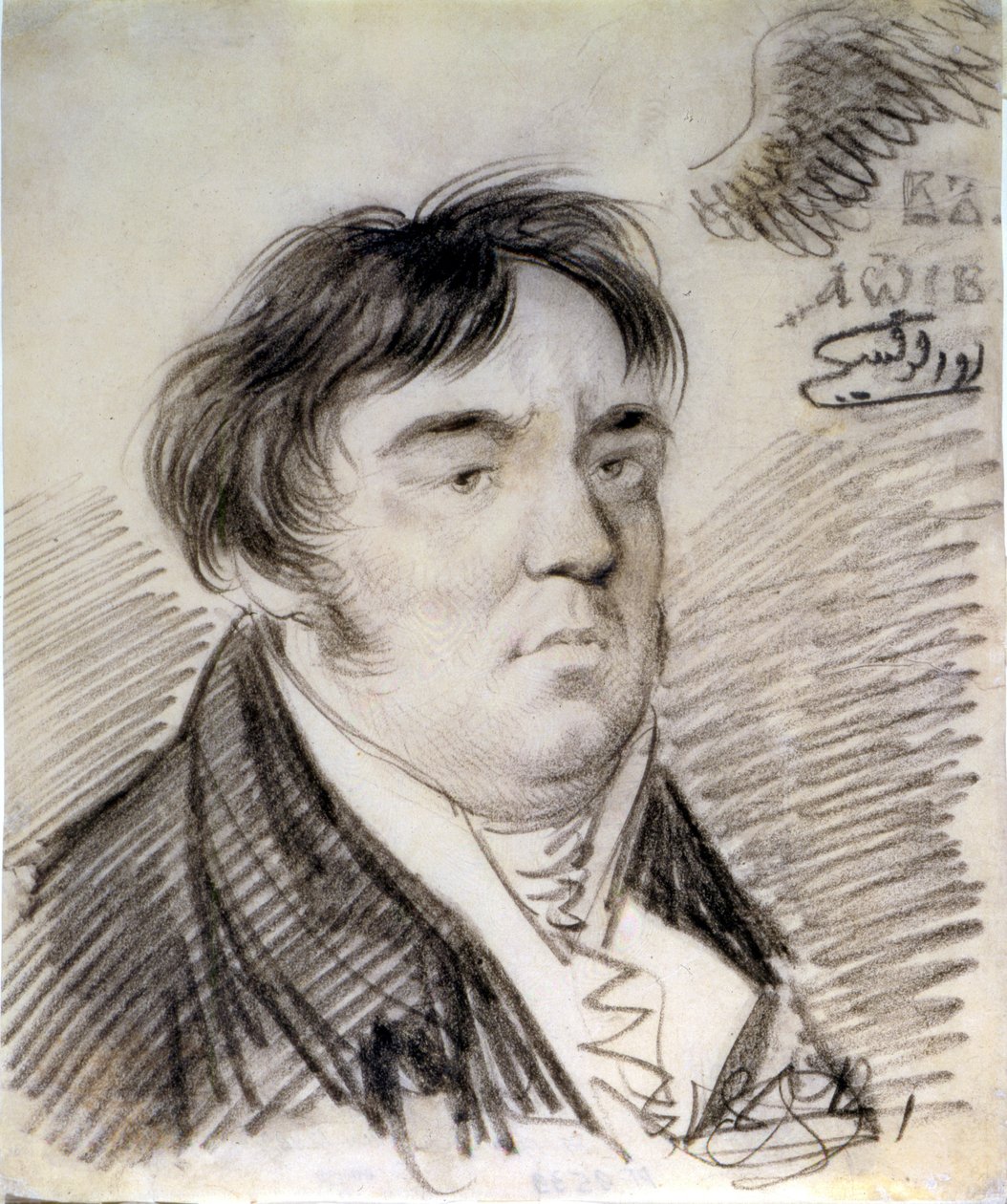صورة لإيفان كريلوف ، 1812 (قلم رصاص) بواسطة ألكسندر أوسيبوفيتش أورلوفسكي