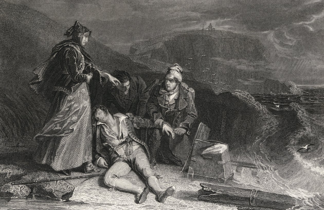 إنقاذ كليفلاند ، نقشها جورج بريسبري ، من "القرصان" للسير والتر سكوت (1771-1832) (نقش) بواسطة الكسندر (بعد) تشيشولم