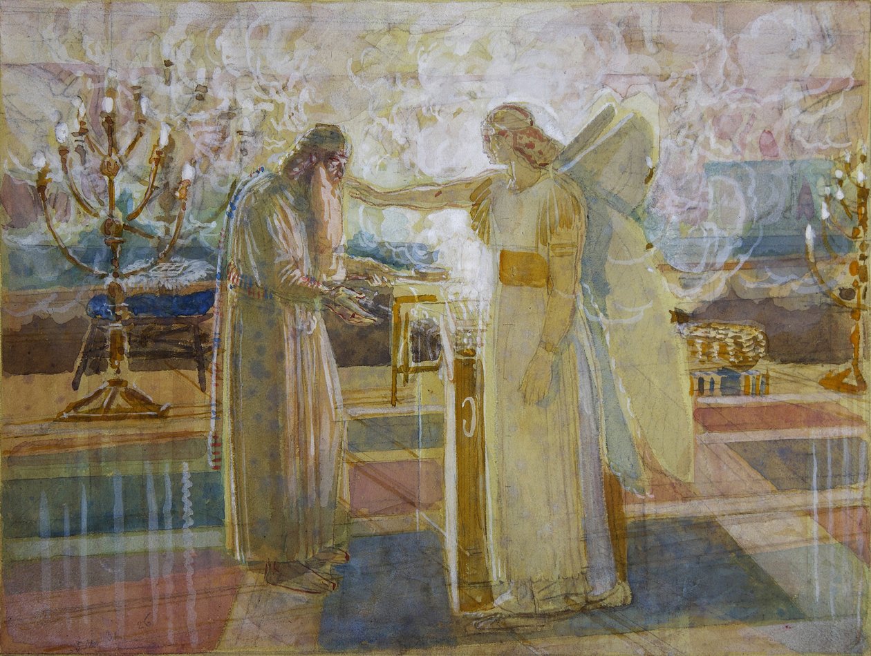 رئيس الملائكة جبرائيل يضرب زكريا البكم ، نهاية 1840s بواسطة الكسندر اندرييفيتش ايفانوف