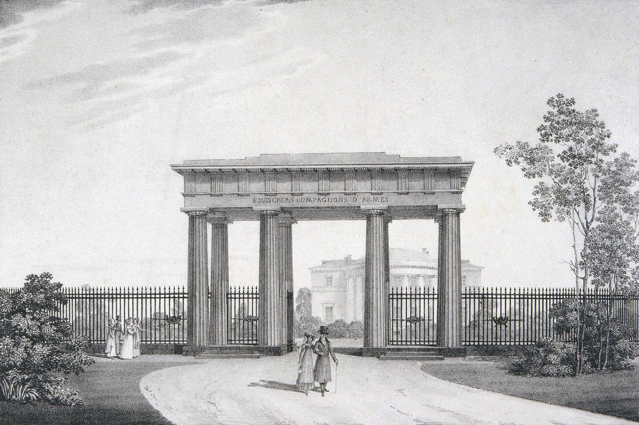بوابة To-my-Dear-Comrades-in-Arms Gate في حديقة كاترين في Tsarskoye Selo ، 1822 بواسطة ألكسندر أندريفيتش ثون