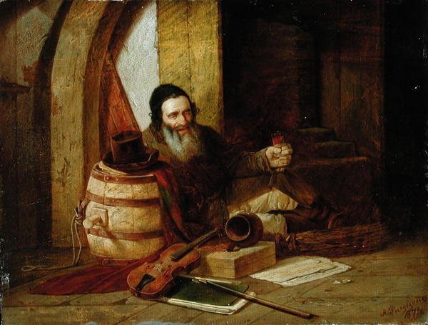 عازف كمان يهودي في الراحة ، 1871 بواسطة ألكسندر أنتونوفيتش ريزوني