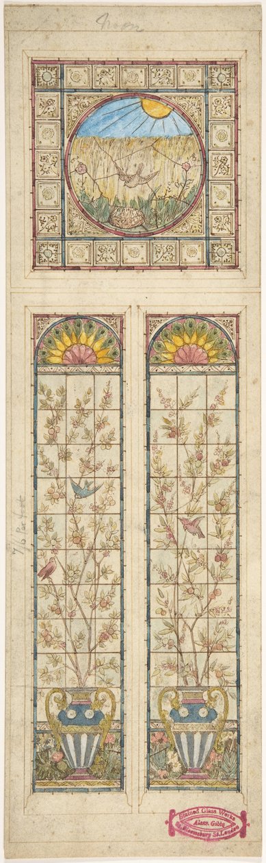 تصميم نافذة من الزجاج المعشق ، 1866-1892. بواسطة الكسندر جيبس