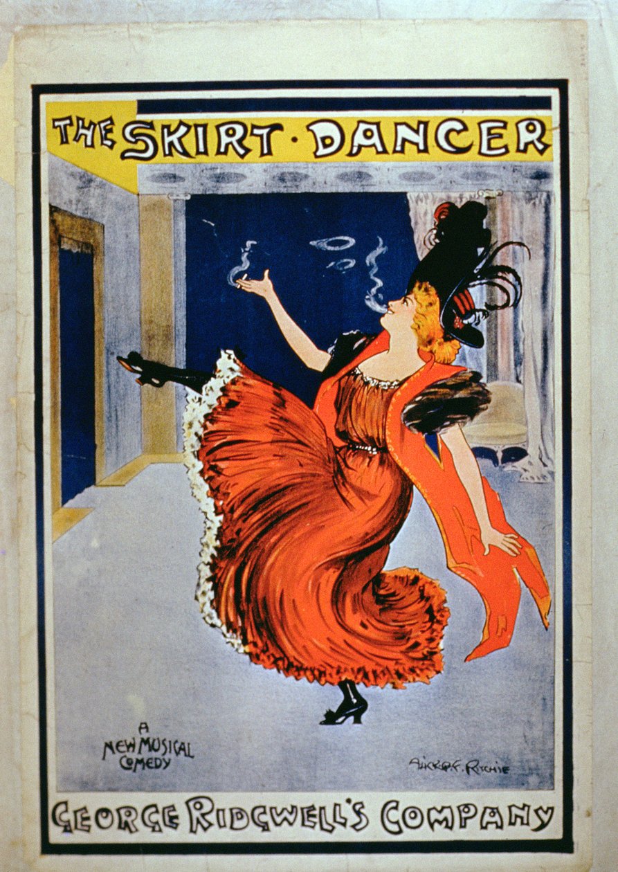 إعلان ملصق "The Skirt Dancer" ، تؤديه شركة جورج ريدجويل بواسطة ألكسندر هاي ريتشي