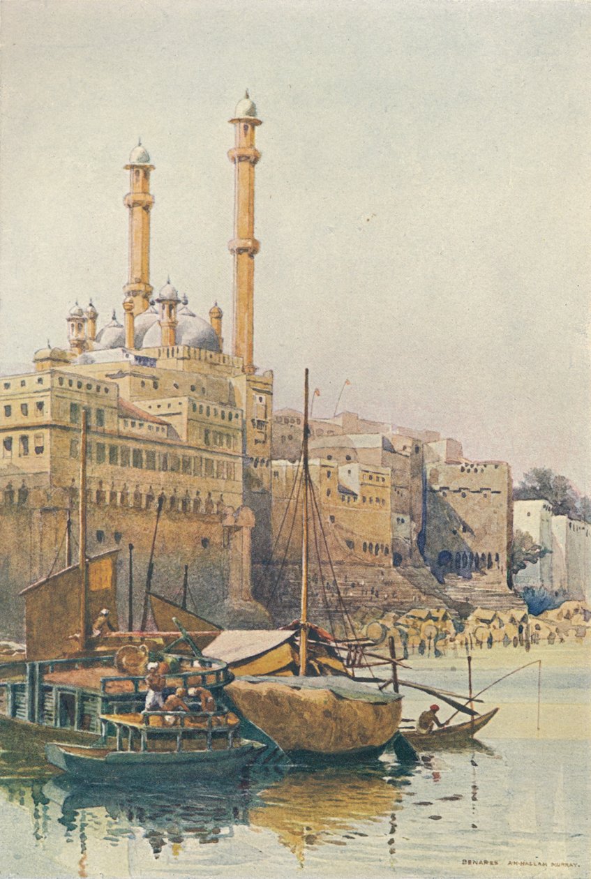 مسجد غاتس تحت أورنجزيبس ، بيناريس ، c1880 1905. بواسطة الكسندر هنري هالام موراي