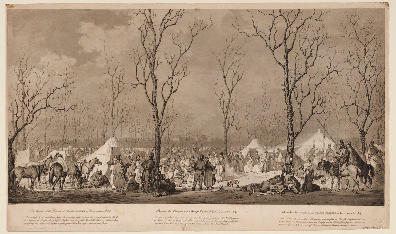 Bivouac of the Cossacks at Avenue des Champs-Elysées في باريس في مارس 1814 ، 1814 بواسطة ألكسندر إيفانوفيتش ساويرويد