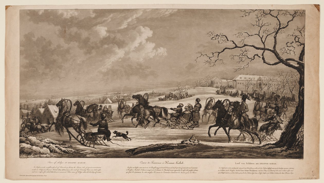 سباق الزلاجات في Krasny Kabachok Little Red Tavern ، 1814 بواسطة ألكسندر إيفانوفيتش ساويرويد