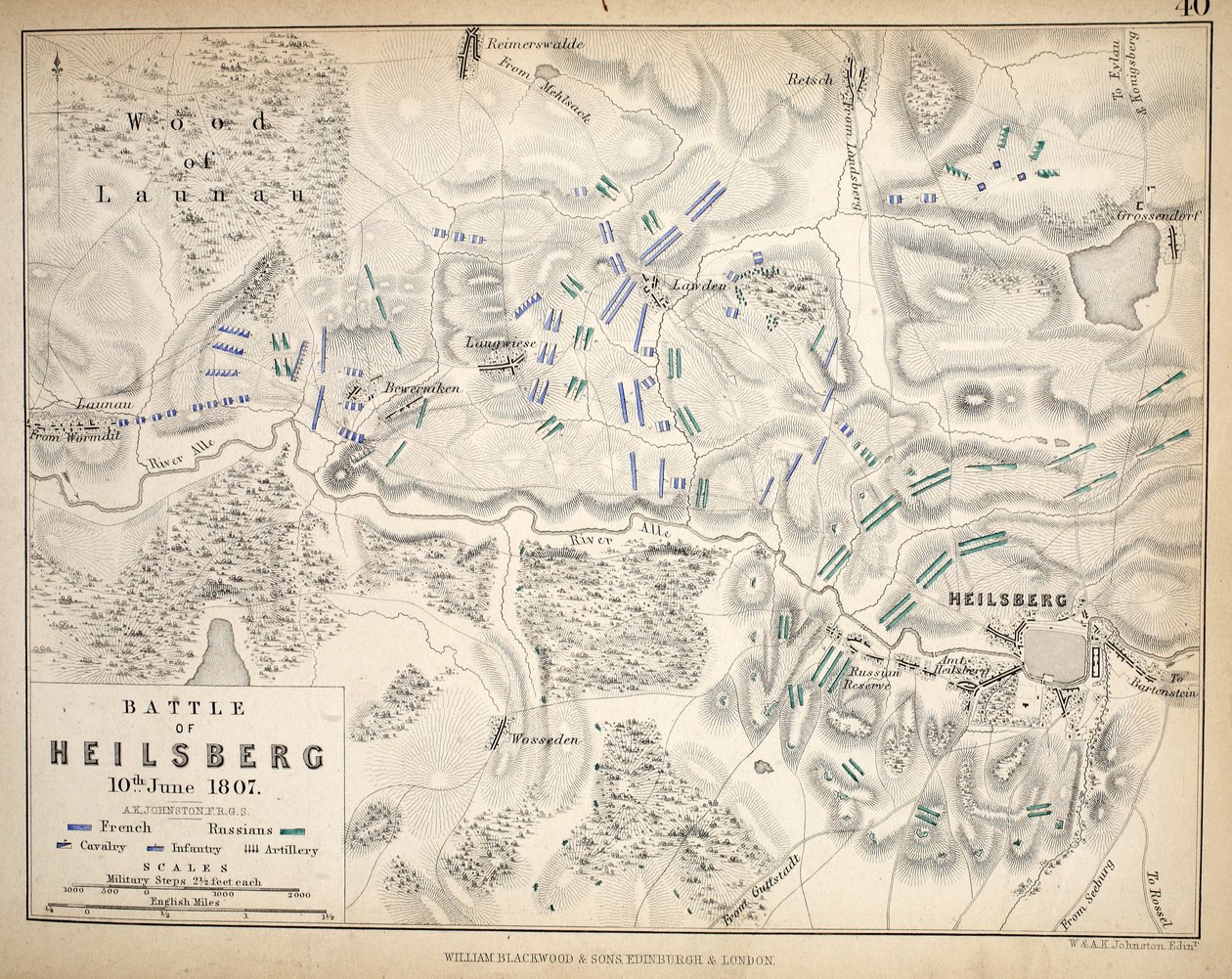 خريطة Heilsberg ، التي نشرها ويليام بلاكوود وأولاده ، ادنبره اوند لندن ، 1848 (نقش يدوي) بواسطة الكسندر كيث جونستون