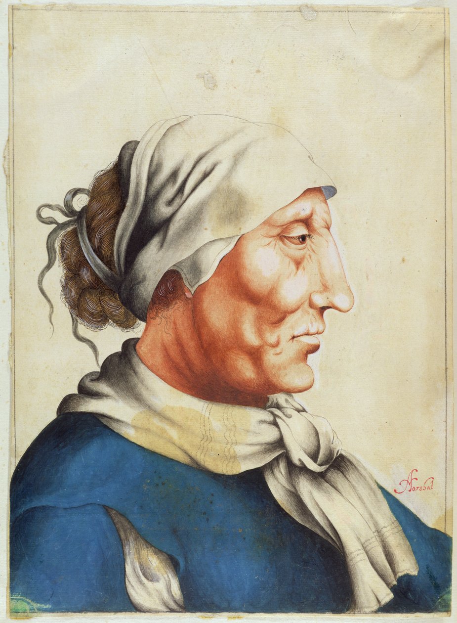 رأس رجل عجوز ، من "الحكايات عن الرسم في إنجلترا" بقلم هوراس والبول (1717-1777) نشر في 1765 بواسطة الكسندر مارشال