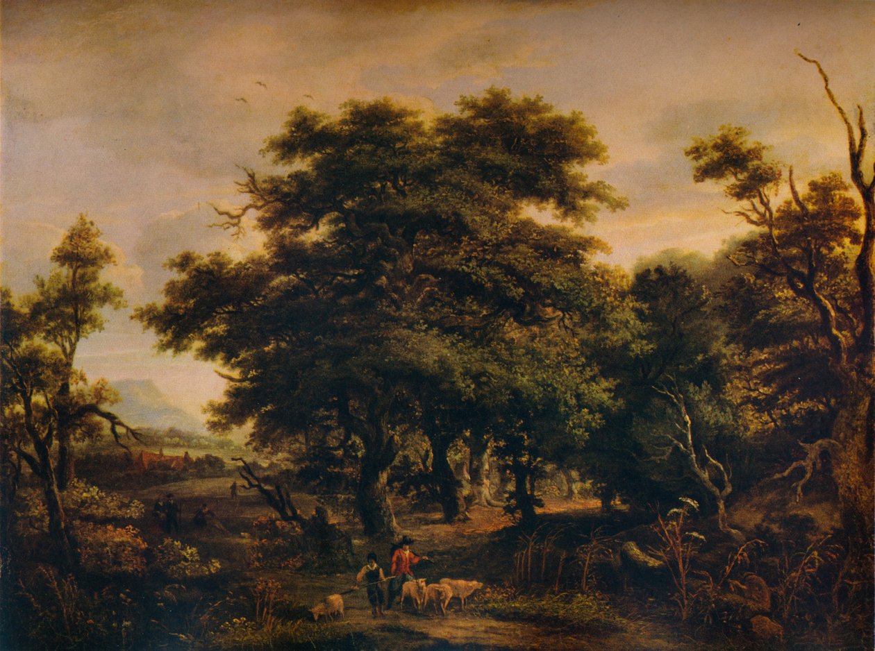 منظر خشبي مع الأشكال والأغنام ، c1805 بواسطة الكسندر نسميث