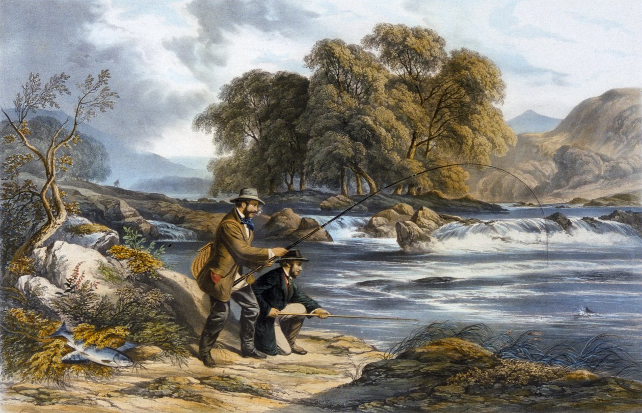 Salmon Fishing (watercolor on paper) بواسطة ألكسندر رولف
