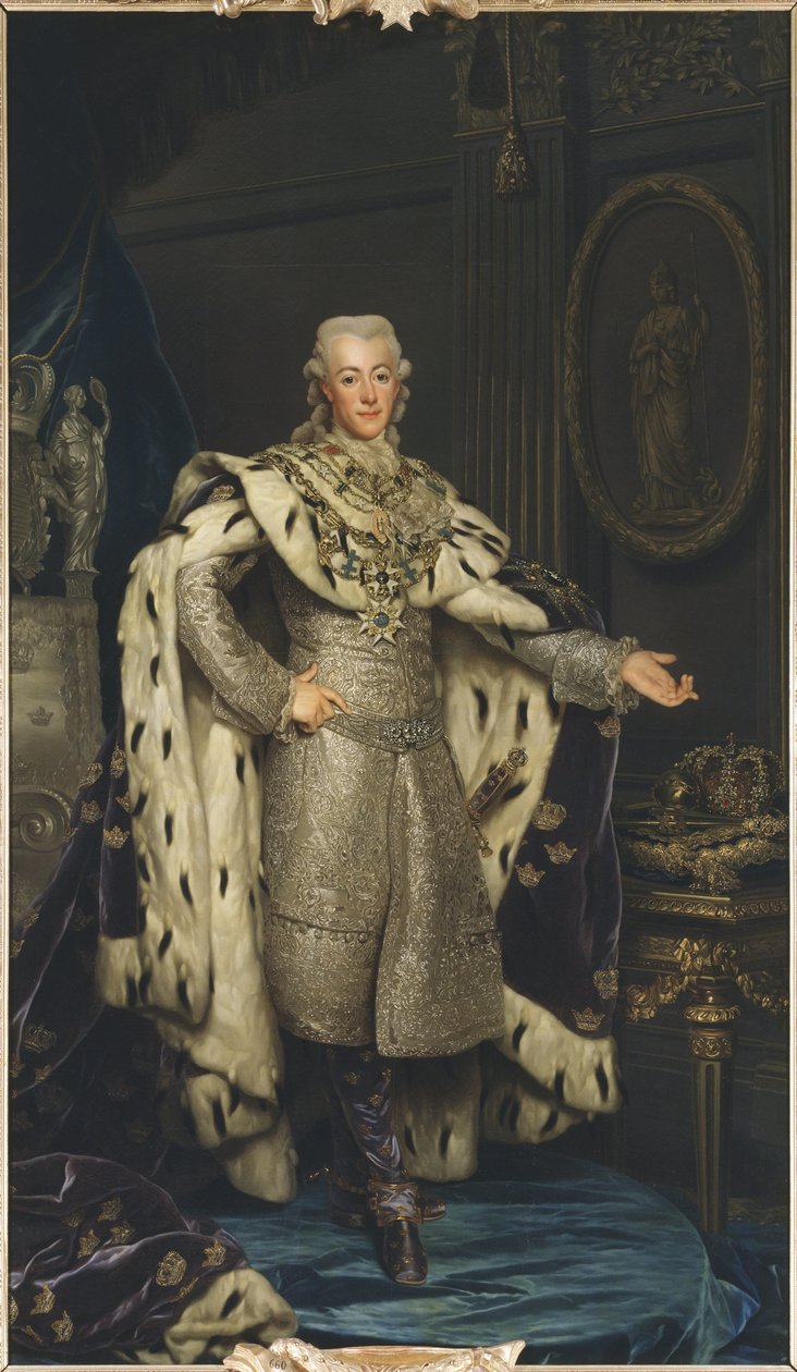 غوستاف الثالث دي سويدي - صورة لملك السويد جوستاف الثالث (1746-1792) ، بقلم روزلين ، ألكساندر (1718-1793). زيت على قماش بواسطة الكسندر روسلين