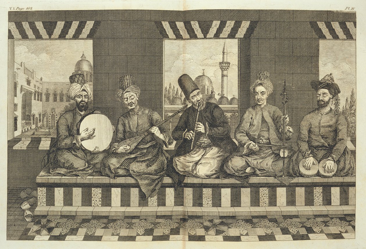موسيقيون سوريون ، لوحة 4 من "تاريخ حلب الطبيعي" ، حانة. باتريك راسل ، 1794 بواسطة ألكسندر راسل