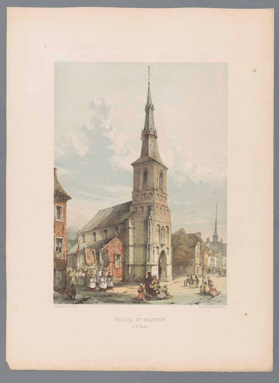 منظر لسينت مارتنكيرك في سينت ترويد Église de St. Martin à St. Trond (العنوان على الكائن) بواسطة الكسندر شيبكنز