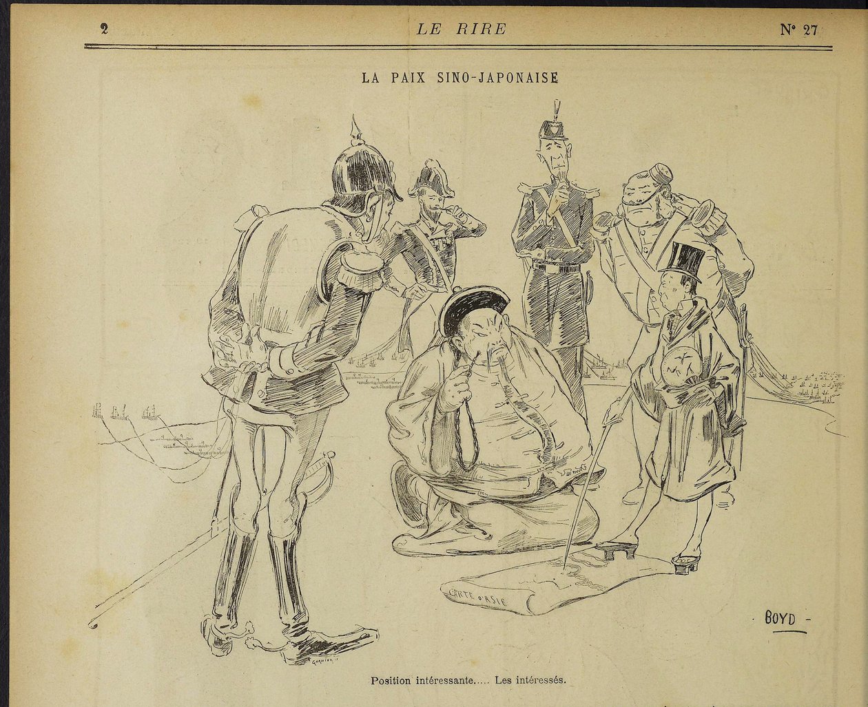 السلام الصيني الياباني ، موقف مثير للاهتمام. المهتمين. من: Le Rire ، 11 مايو 1895 ، 1895. بواسطة الكسندر ستيوارت بويد