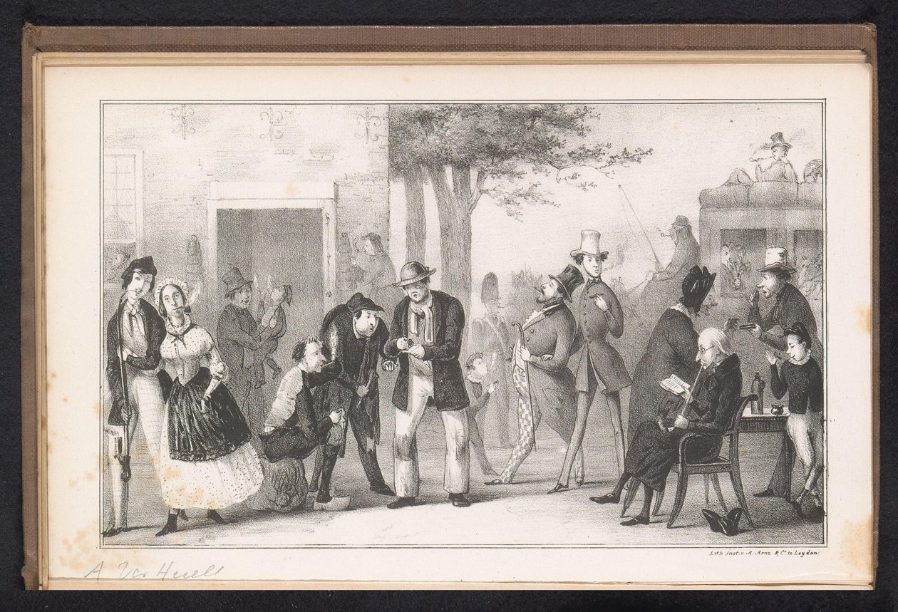 رسم كاريكاتوري في تقويم طلاب ليدن ، 1843 عشب نيكوتيان (العنوان على الكائن) بواسطة الكسندر فير هويل