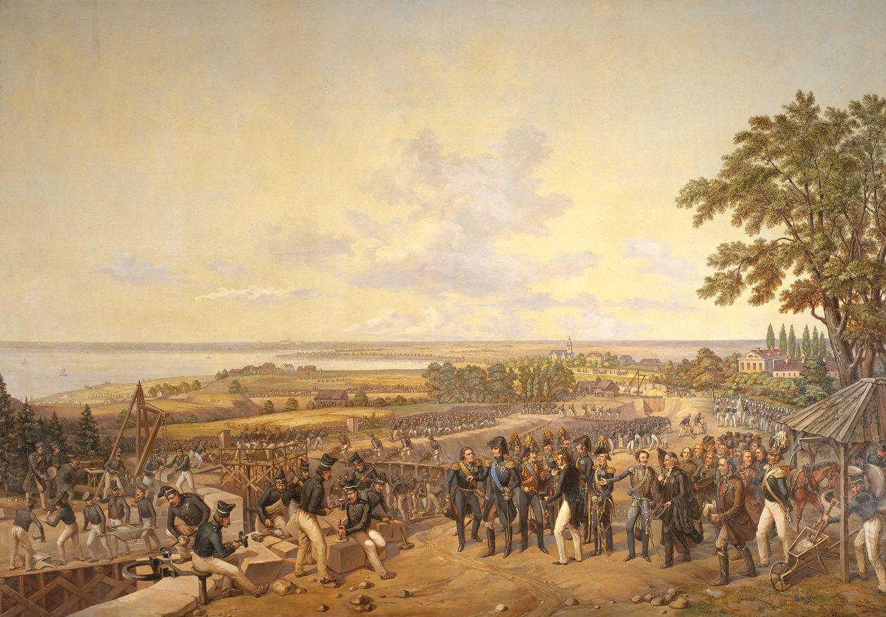 الملك كارل الرابع عشر يوهان (1763-1844) من السويد يزور أقفال القناة في بيرج في عام 1819 ، 1856 بواسطة ألكسندر ويترلينغ