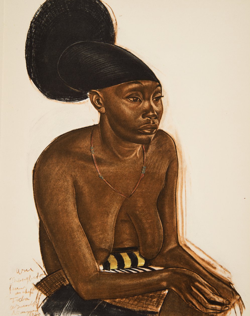 Uru، la Mangbeou (Niangara) haut Ouelle، from African Drawings and Paintings، تم تنفيذه خلال رحلة Citroen Centre Africa ، البعثة الثانية Haardt Audouin-Dubreuil ، حانة. باريس ، 1927 (اللون بواسطة ألكسندر ياكوفليف