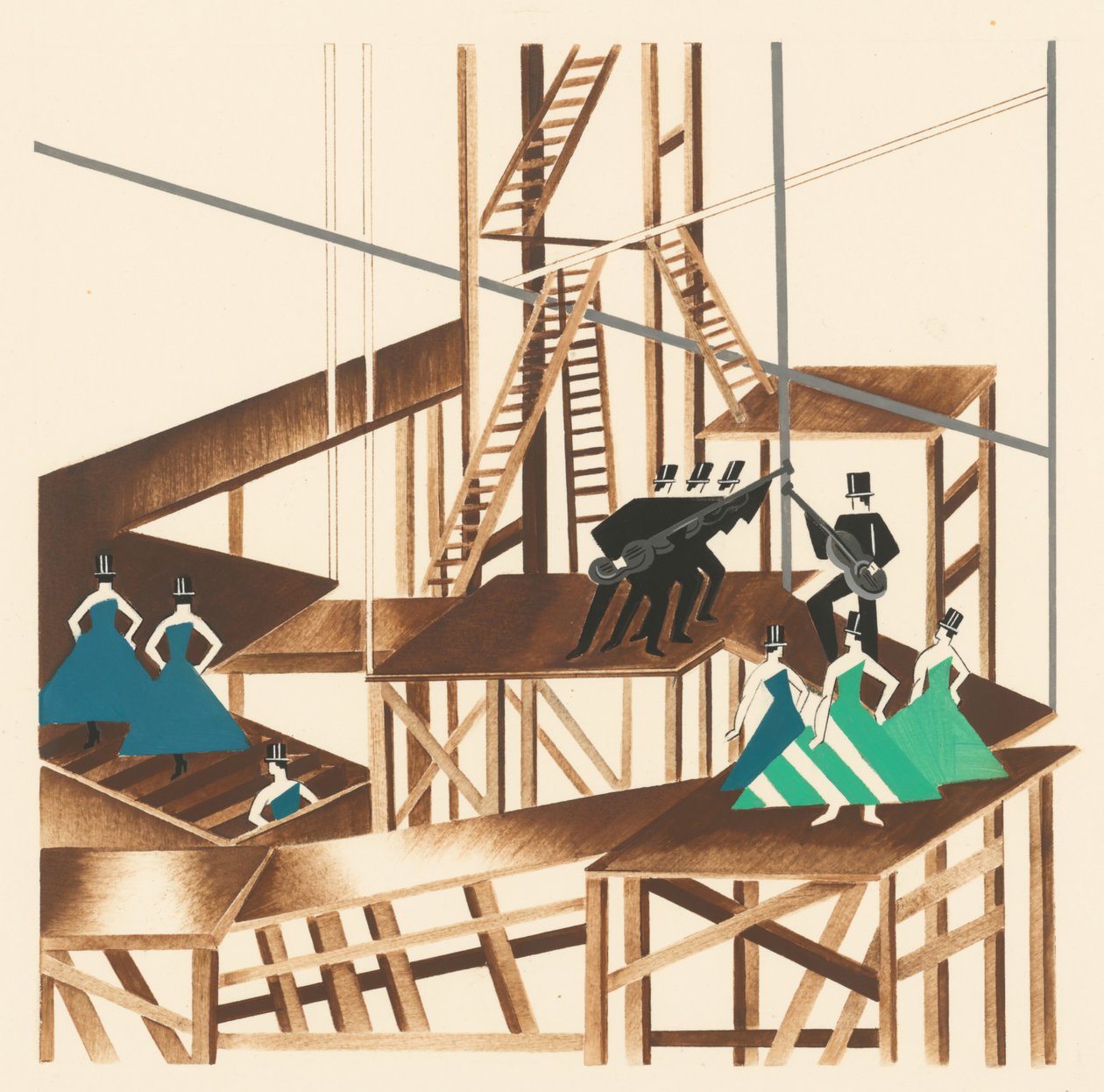 تصميم خلاب من مجموعة Décors de Théâtre ، 1930. بواسطة الكسندرا الكسندروفنا اكستر