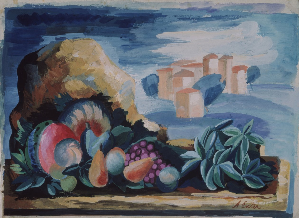 لا تزال الحياة مع المناظر الطبيعية ، 1930s بواسطة الكسندرا الكسندروفنا اكستر