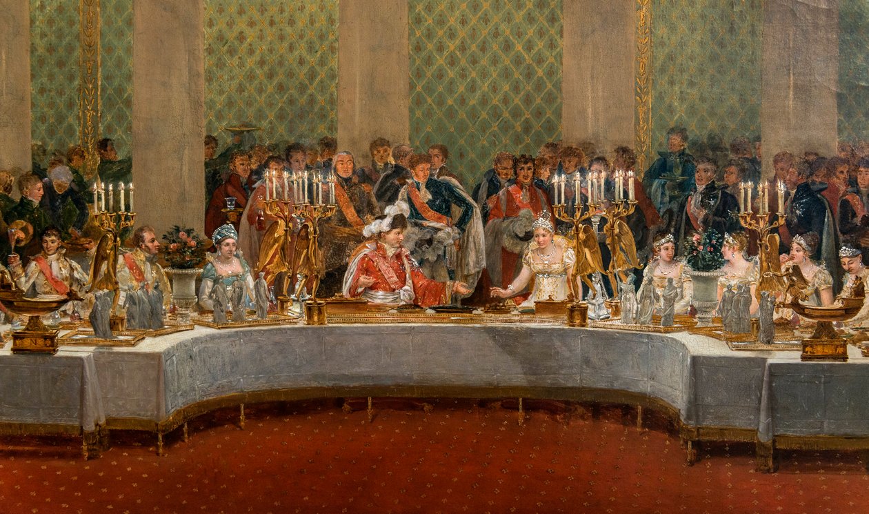 مأدبة زواج نابليون بونابرت (1769-1821) وماري لويز دي هابسبورغ-لورين (1791-1847) 1810 - التفاصيل: حفل زفاف نابليون الأول وماري لويز في مسرح قصر قصر التويلري ، 2 أبريل بواسطة ألكسندر دوفاي