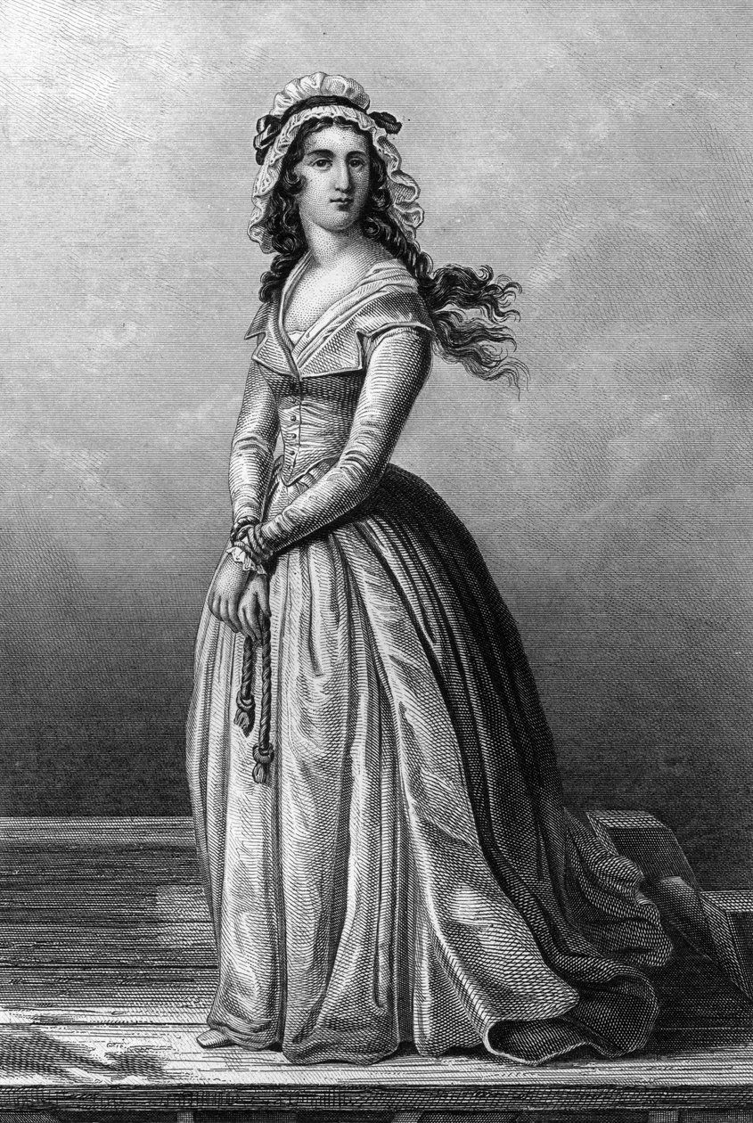 شارلوت كورداي (1768-1793) جيرونديست وقت الثورة الفرنسية ، قتلت جان بول مارات في 13 يوليو بواسطة الكسندر (بعد) لاكوشي