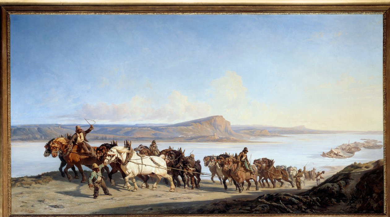 سحب "" عقبة الخيول التي تخدم مصاعد القوارب على نهر الرون "لوحة رسمها ألكسندر دوبيسون (1805-1870) 1843 ليون ، متحف الفنون الجميلة بواسطة الكسندر دوبويسون