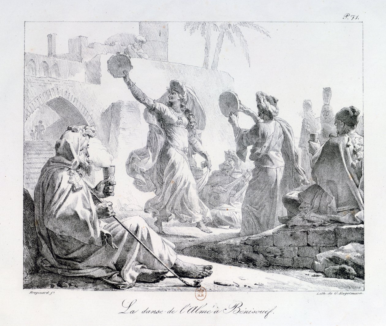 راقصون عرب من مسلسل "رحلة إلى بلاد الشام" 1819 (نقش) بواسطة الكسندر إيفاريست فراغونارد