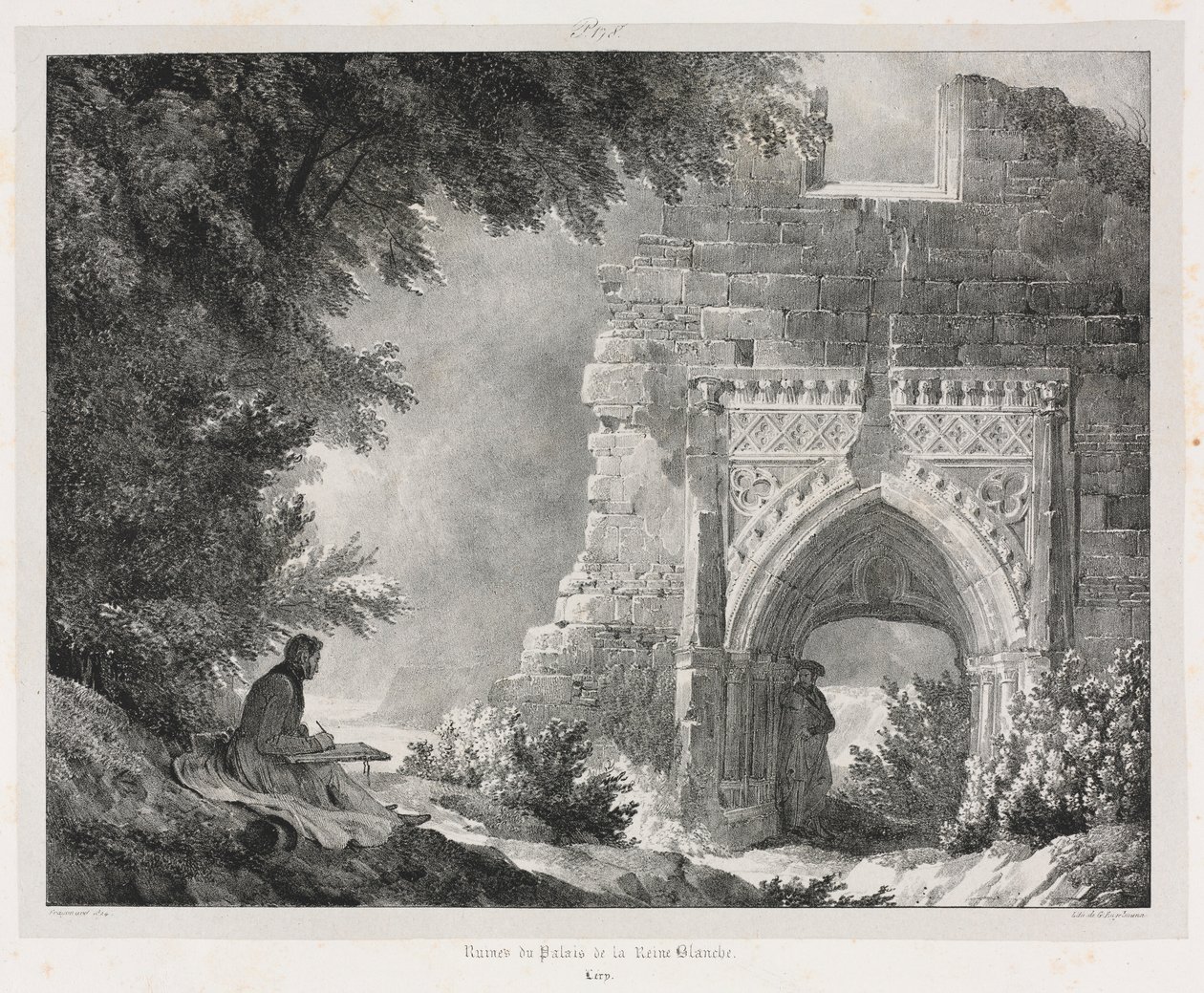 الرحلات الخلابة والرومانسية في فرنسا القديمة: أطلال قصر الملكة البيضاء ، 1824. بواسطة الكسندر إيفاريست فراغونارد