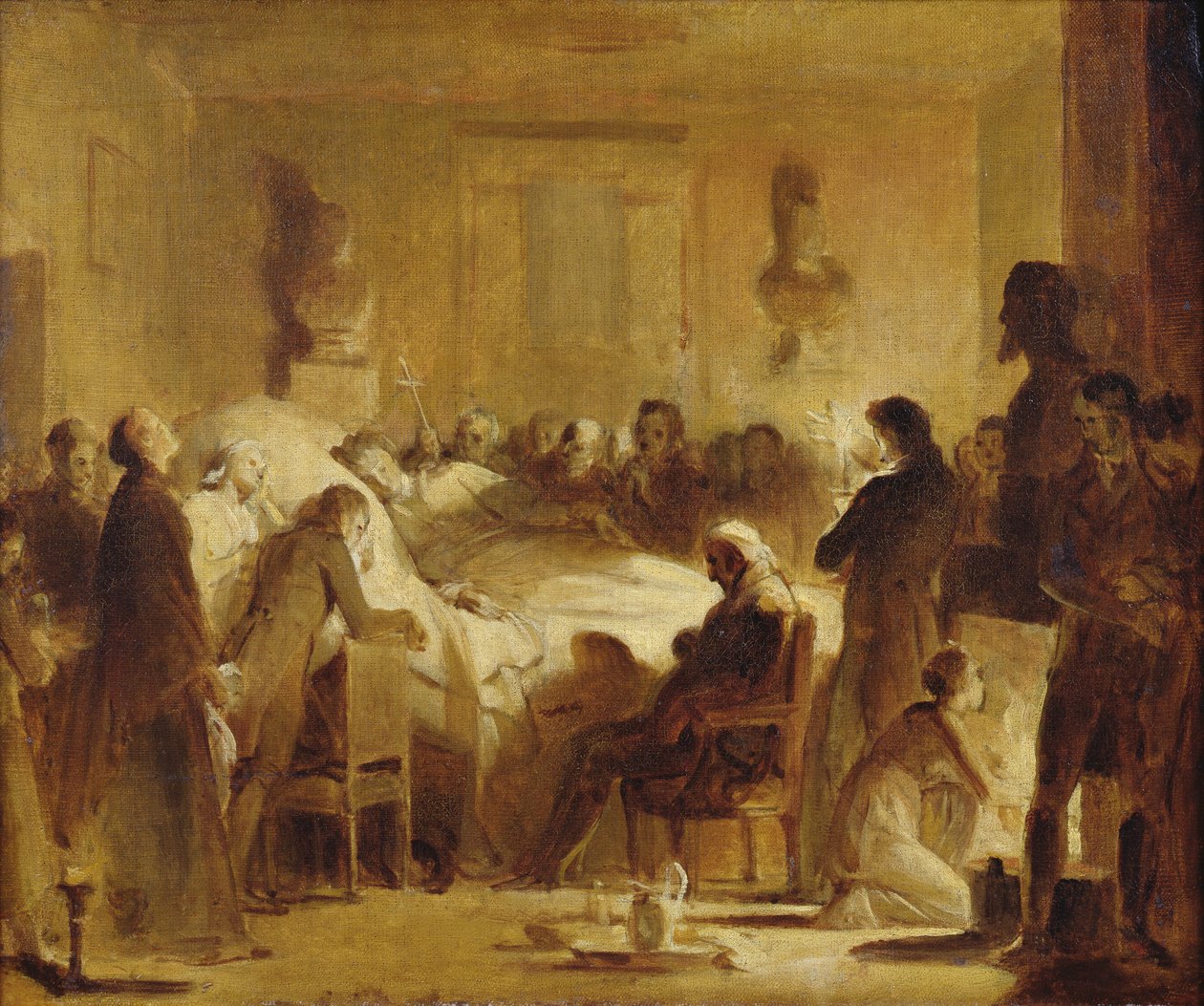 اللحظات الأخيرة لتشارلز فرديناند من فرنسا (1778-1820) في غرفة الإدارة بدار الأوبرا في باريس ، 14 فبراير 1820 ، 1820-50 بواسطة الكسندر إيفاريست فراغونارد