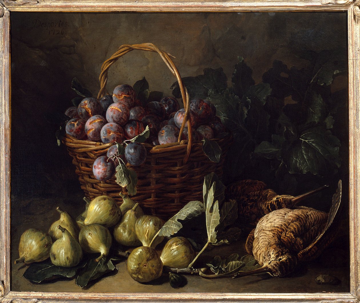 رسم الحياة الساكنة والتين والبرقوق بقلم فرانسوا ديسبورتس (1661-1743) القرن الثامن عشر ، باريس ، الفنون الزخرفية بواسطة الكسندر فرانسوا ديسبورتس
