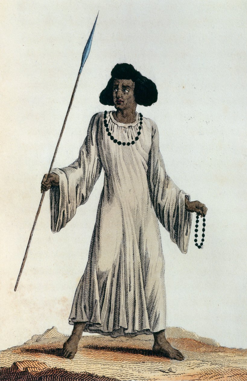Native of the Upper Nile region in typical clothing, color print بواسطة الكسندر جبرائيل (بعد) ديكامبس