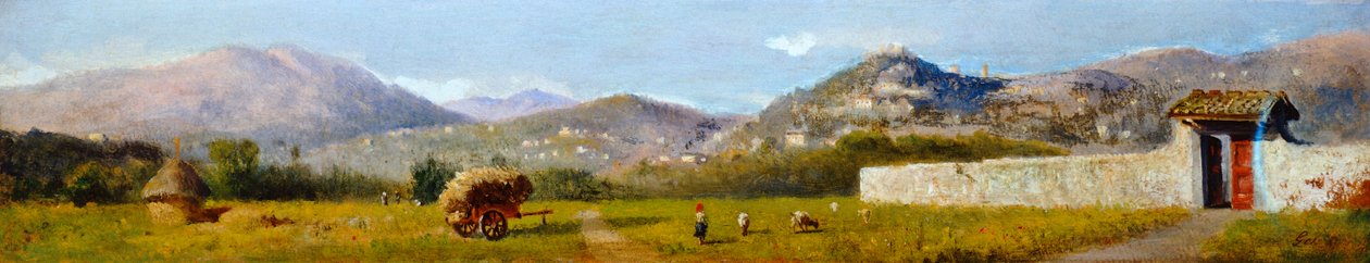 Tuscan Landscape by Lorenzo Gelati (1824-1893), oil on cardboard بواسطة الكسندر جبرائيل (بعد) ديكامبس