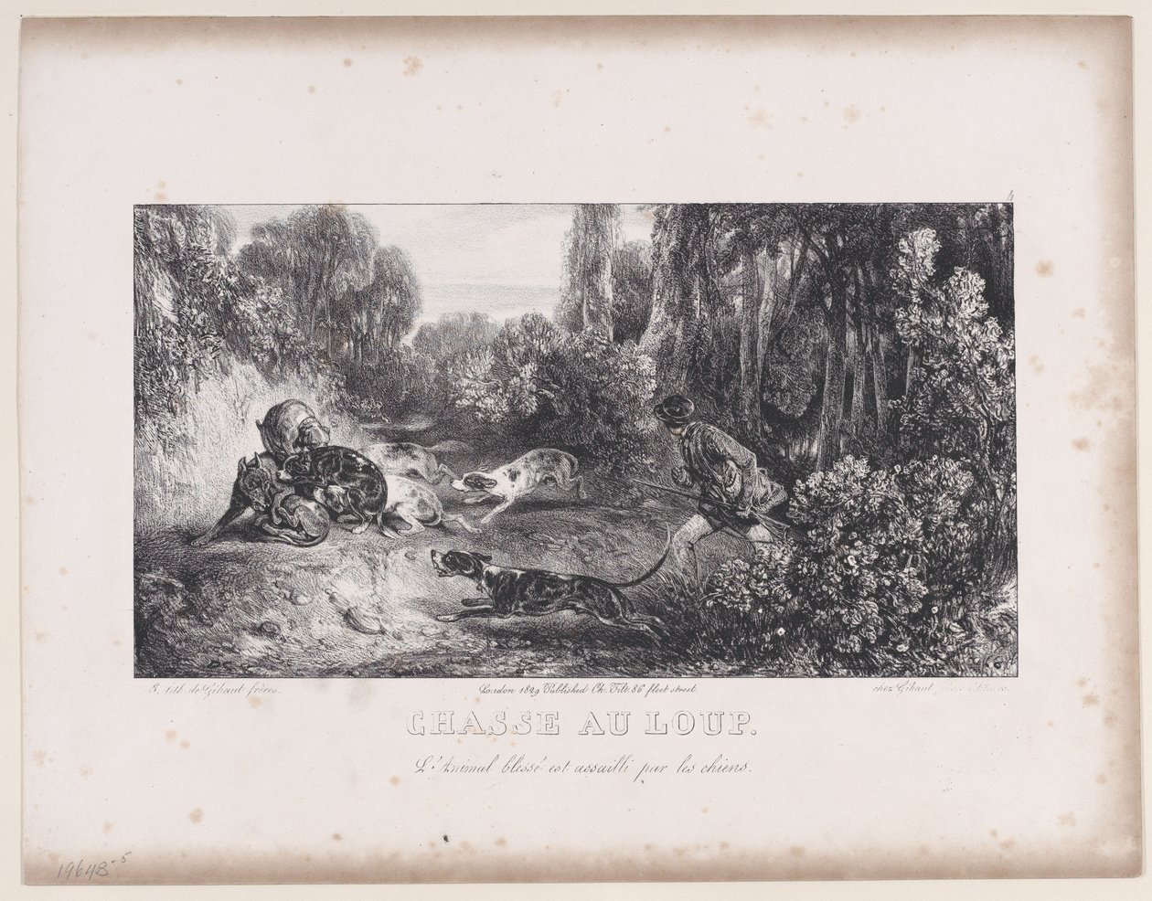 Wolf Hunt: الحيوانات المجروحة التي هاجمتها الكلاب ، من سلسلة Hunting Scenes ، 1829. بواسطة الكسندر جابرييل ديكامبس