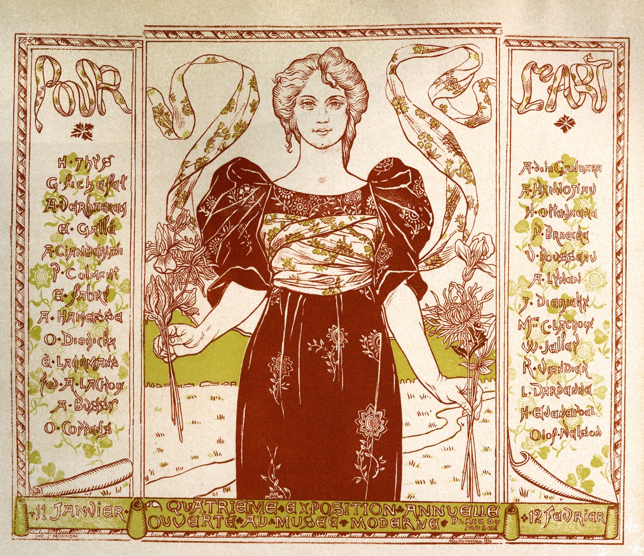 معرض الفن الحديث في بروكسل ، ج. 1895-1897 (ملصق) بواسطة الكسندر هانوتيو
