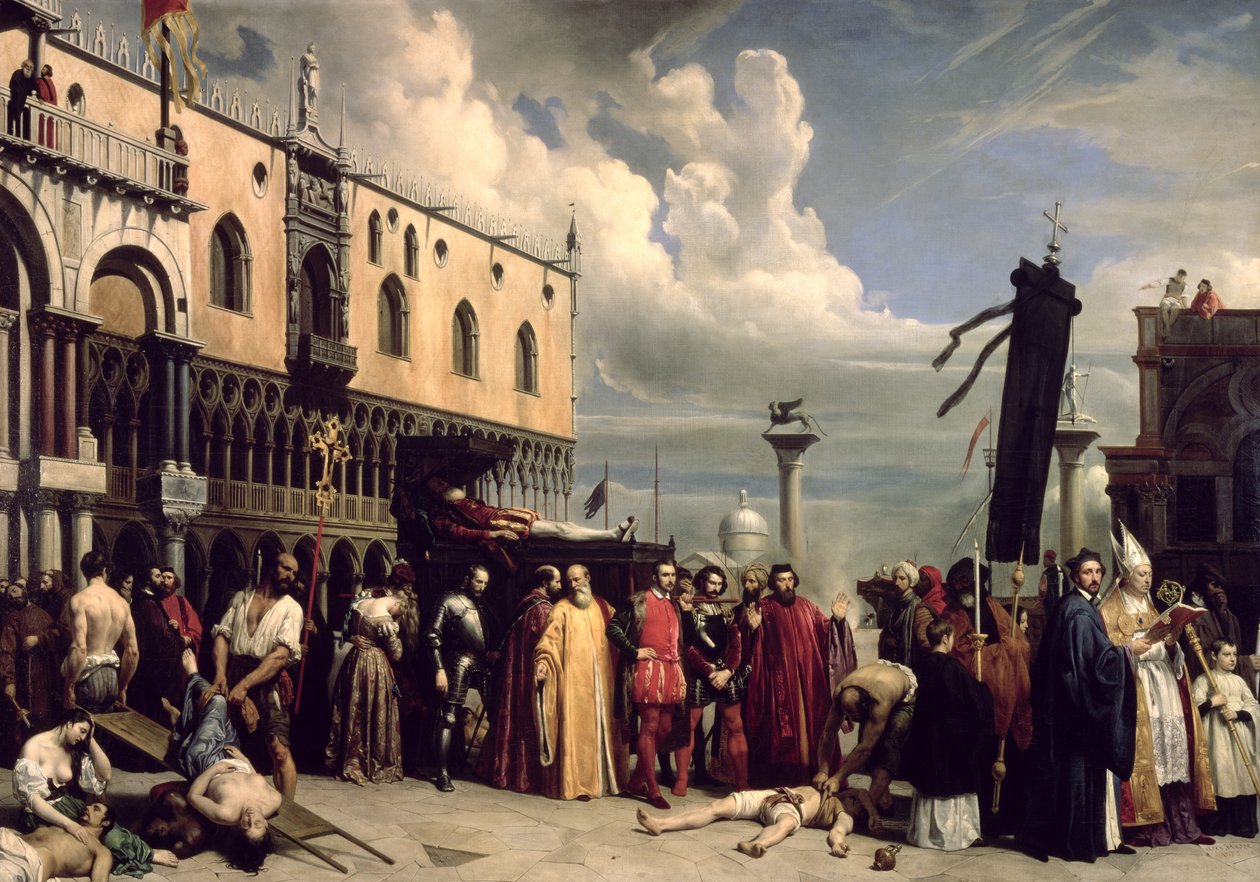 تكريم جنائزي منح لتيتيان الذي توفي في البندقية في الطاعون عام 1576 ، 1832 بواسطة الكسندر جان بابتيست هيسه