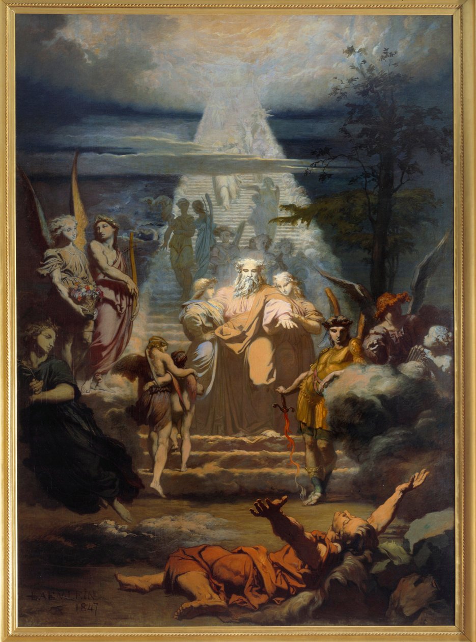 سلم يعقوب يعقوب ، بعد أن ترك أرضه ، نام وحلم بنطاق عظيم. لوحة الكسندر ليملين (1813-1871) بواسطة ألكسندر ليملين