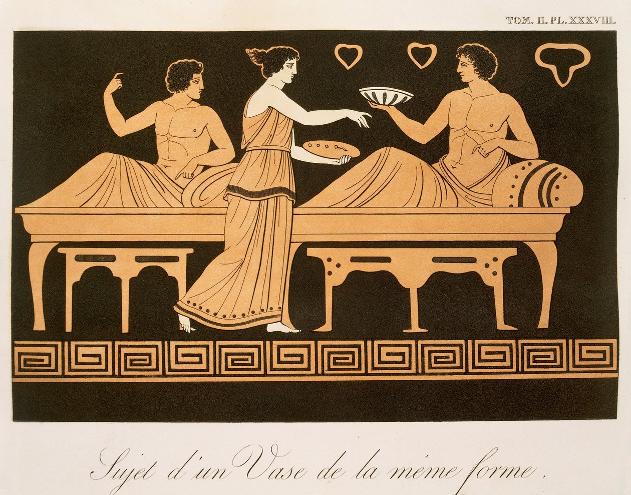 مأدبة باكوس ، الجدول 38 من "Collection des Vases Grecs ، Volume II" ، تم نشره في 1813-24 (لون ليثو) بواسطة الكسندر دي لابورد