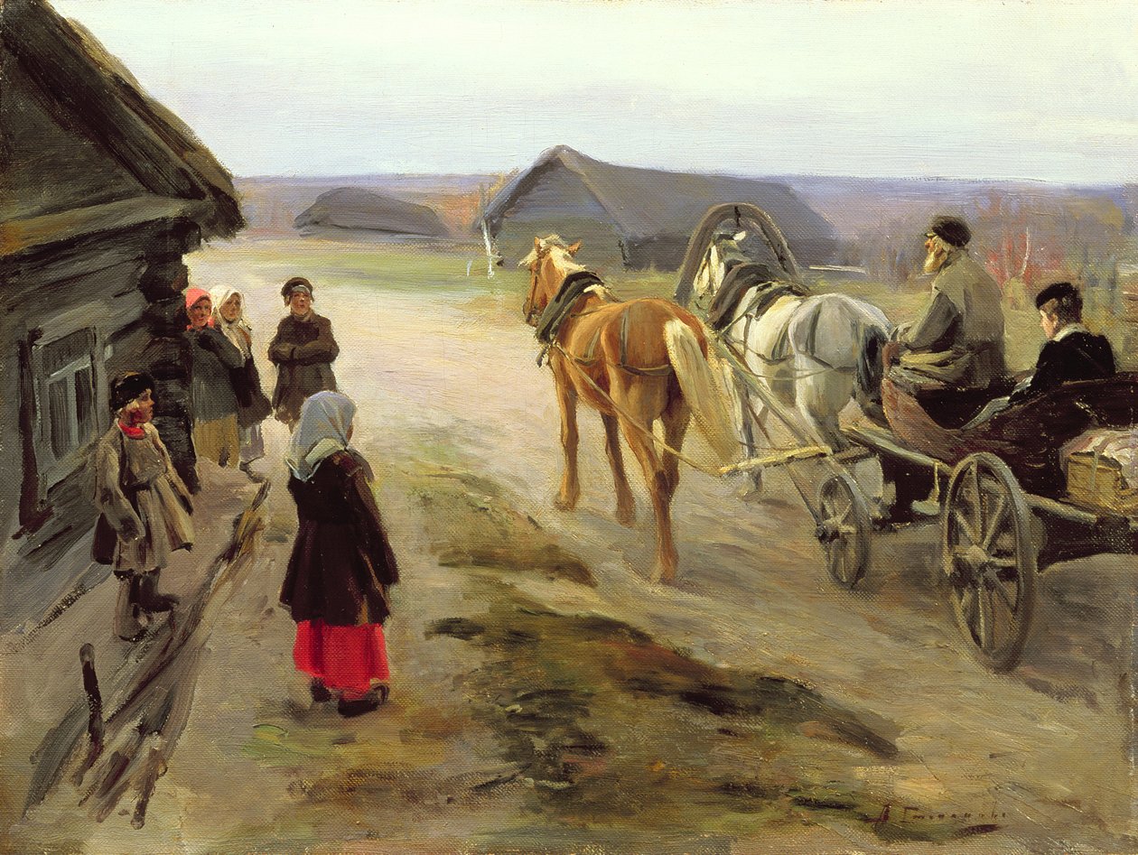 وصول عشيقة المدرسة إلى البلاد ، ج 1908-14 بواسطة أليكسي ستيبانوفيتش ستيبانوف